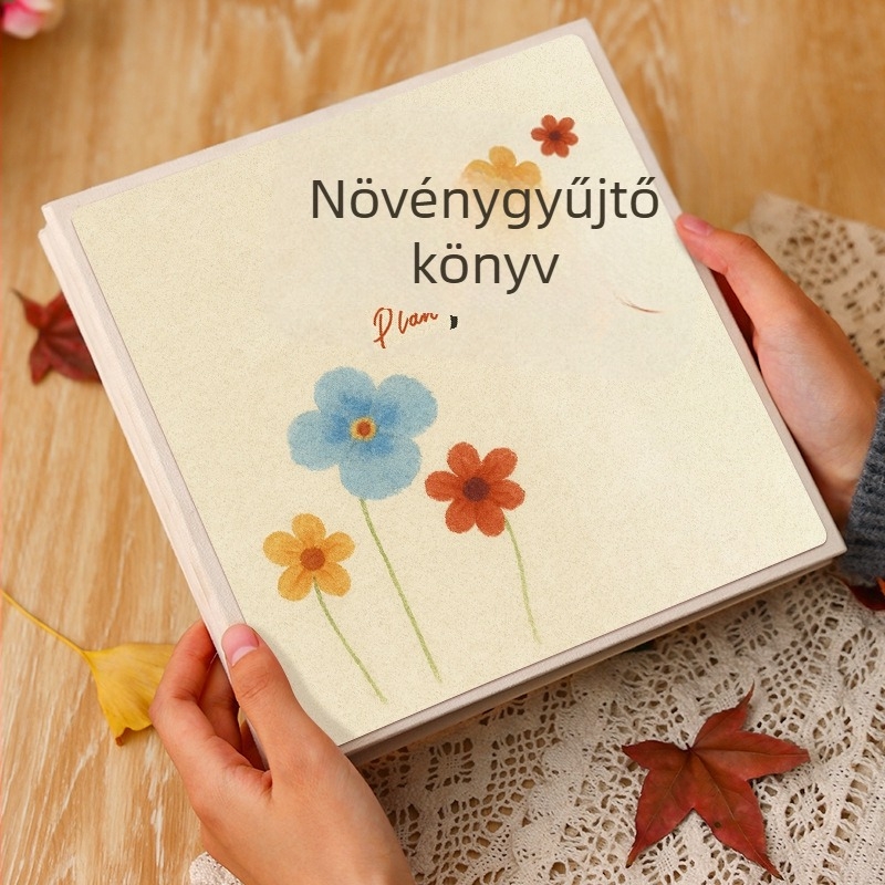 Laminált öntapadós növényi mintákat gyűjtő album: levelek, szárított és préselt virágok; tárolás és megőrzés, kreatív fotóalbum