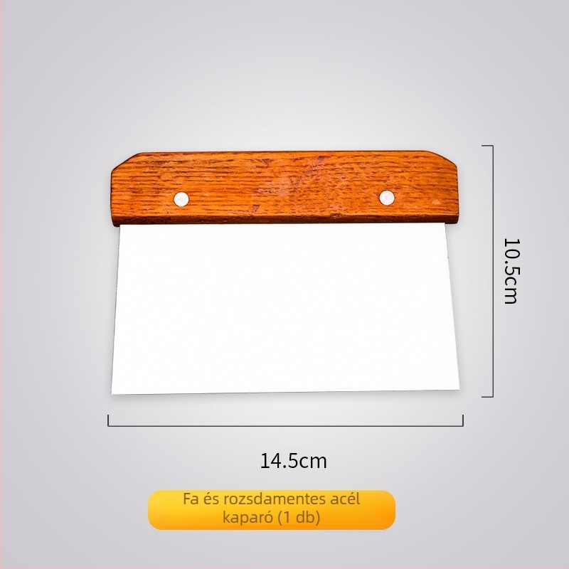 Élelmiszerbiztos műanyag sütőeszközök: krém- és torta spatulák, rizstészta tekercshez kés, puha spatula trapezoid alakú félkör alakú formával.