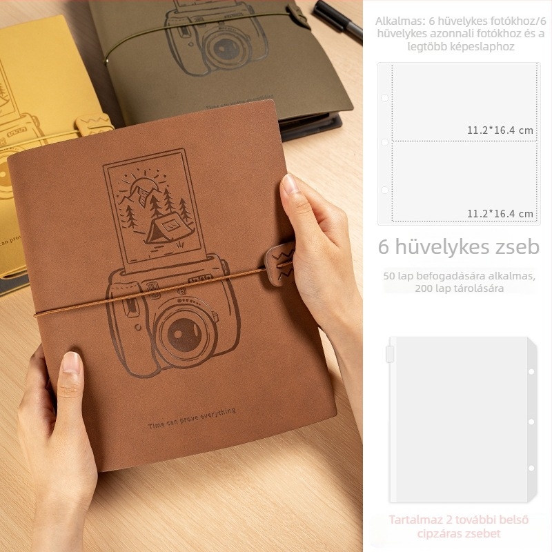 Polaroid-stílusú fotóalbum tárolásra, átlátszó album cserélhető oldalakkal, 50/100/150 oldal
