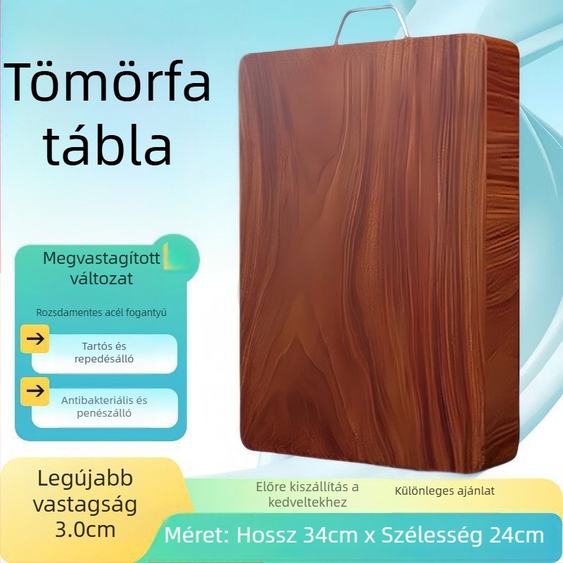 Vastag vasfa vágódeszka, penészálló és antibakteriális, tömörfa konyhai vágódeszka