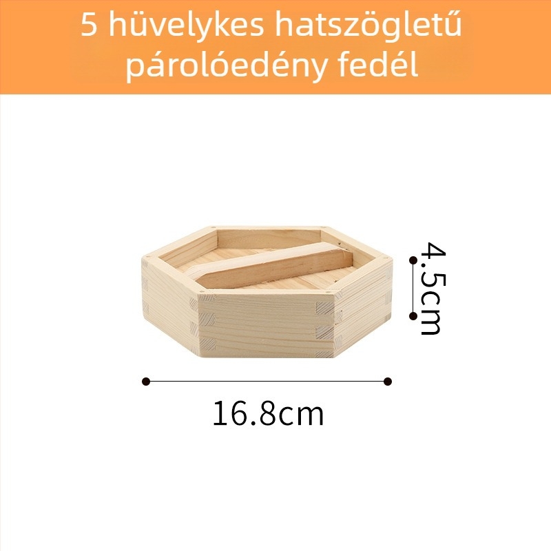 Fából készített hatszögletű párolókosár háztartási használatra, ideális dim sum és gőzölt knédli számára