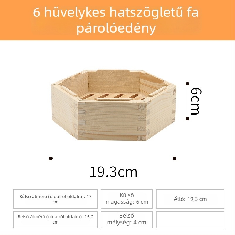 Fából készített hatszögletű párolókosár háztartási használatra, ideális dim sum és gőzölt knédli számára
