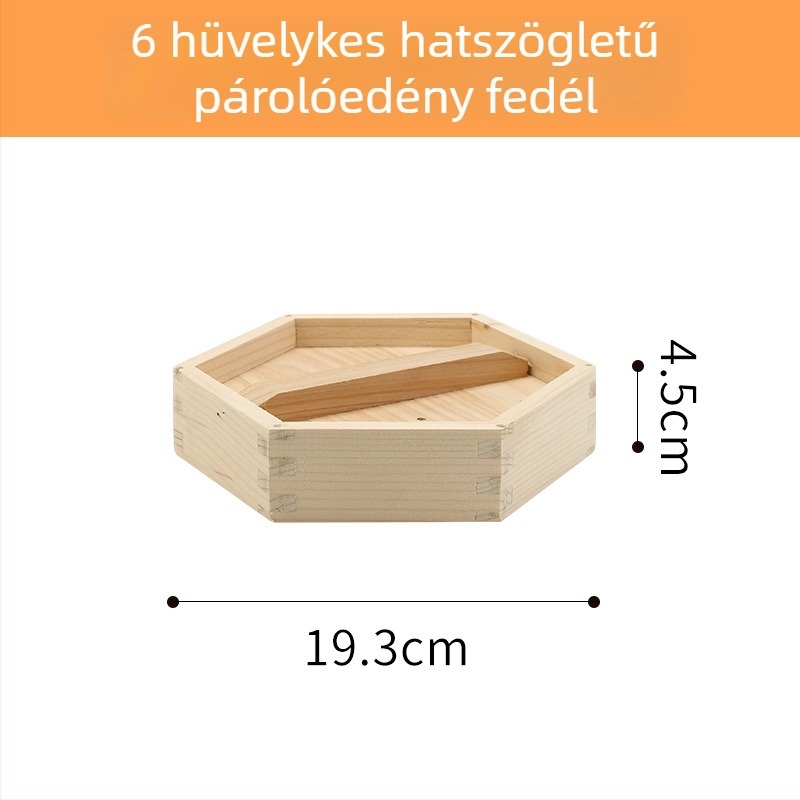 Fából készített hatszögletű párolókosár háztartási használatra, ideális dim sum és gőzölt knédli számára