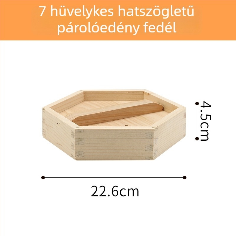 Fából készített hatszögletű párolókosár háztartási használatra, ideális dim sum és gőzölt knédli számára