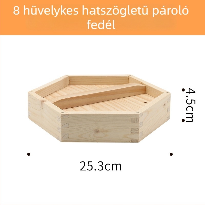 Fából készített hatszögletű párolókosár háztartási használatra, ideális dim sum és gőzölt knédli számára