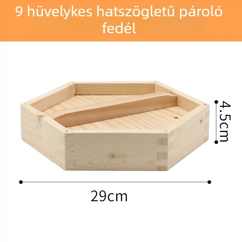 Fából készített hatszögletű párolókosár háztartási használatra, ideális dim sum és gőzölt knédli számára