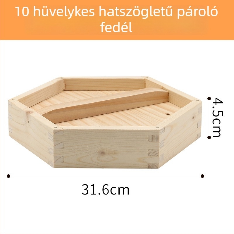 Fából készített hatszögletű párolókosár háztartási használatra, ideális dim sum és gőzölt knédli számára