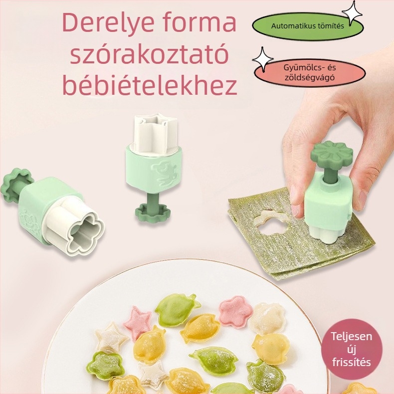 Rozsdamentes acél DIY wonton forma – bébiételhez, reliefes tésztagombóc formával, otthoni használatra