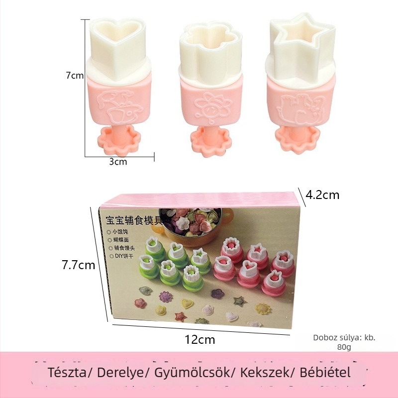Rozsdamentes acél DIY wonton forma – bébiételhez, reliefes tésztagombóc formával, otthoni használatra
