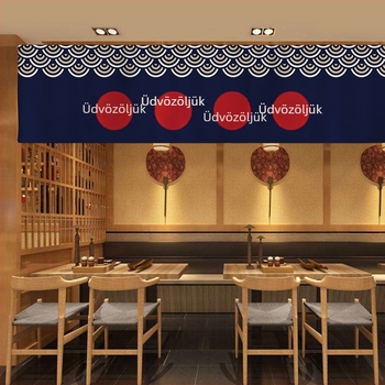 Japán stílusú Izakaya ajtófüggöny, többpaneles banner, fúrás nélkül, textil függöny Velcro-ral, konyhai ajtófüggöny