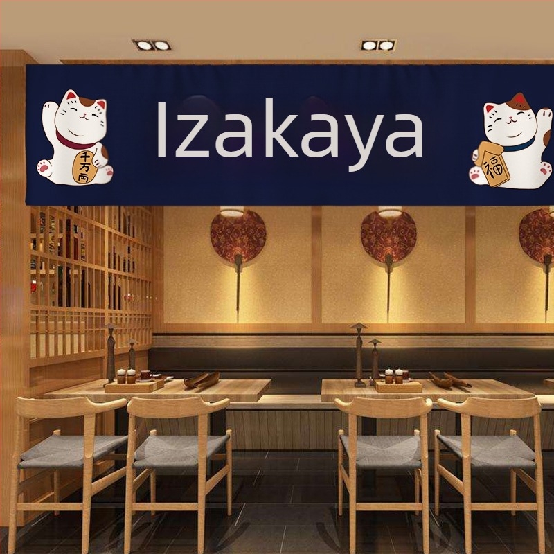 Japán stílusú Izakaya ajtófüggöny, többpaneles banner, fúrás nélkül, textil függöny Velcro-ral, konyhai ajtófüggöny