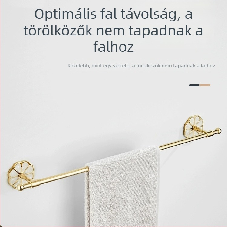 Modern rozsdamentes acél fürdőszobai törölközőtartó és tárolópolc készlet elektroplakált felülettel, teherbírás 20 kg