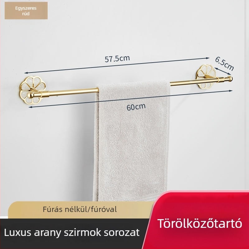 Modern rozsdamentes acél fürdőszobai törölközőtartó és tárolópolc készlet elektroplakált felülettel, teherbírás 20 kg