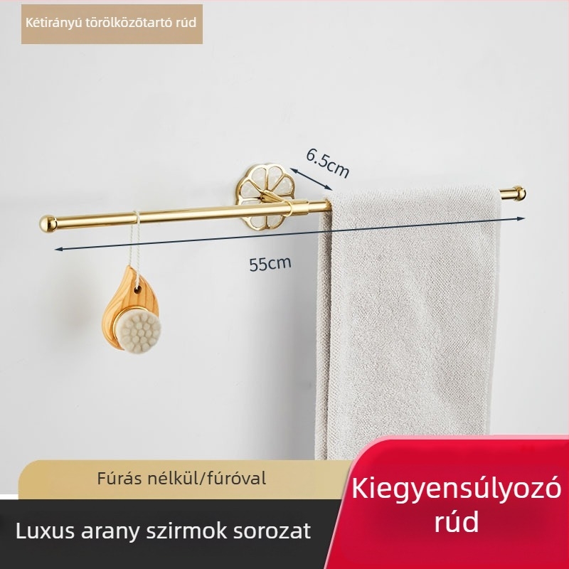 Modern rozsdamentes acél fürdőszobai törölközőtartó és tárolópolc készlet elektroplakált felülettel, teherbírás 20 kg