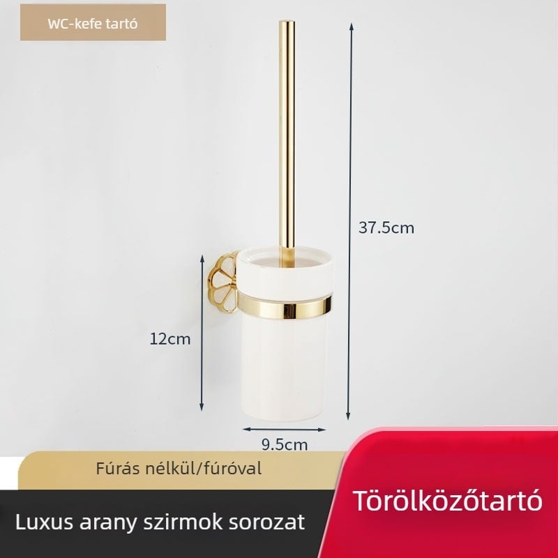 Modern rozsdamentes acél fürdőszobai törölközőtartó és tárolópolc készlet elektroplakált felülettel, teherbírás 20 kg