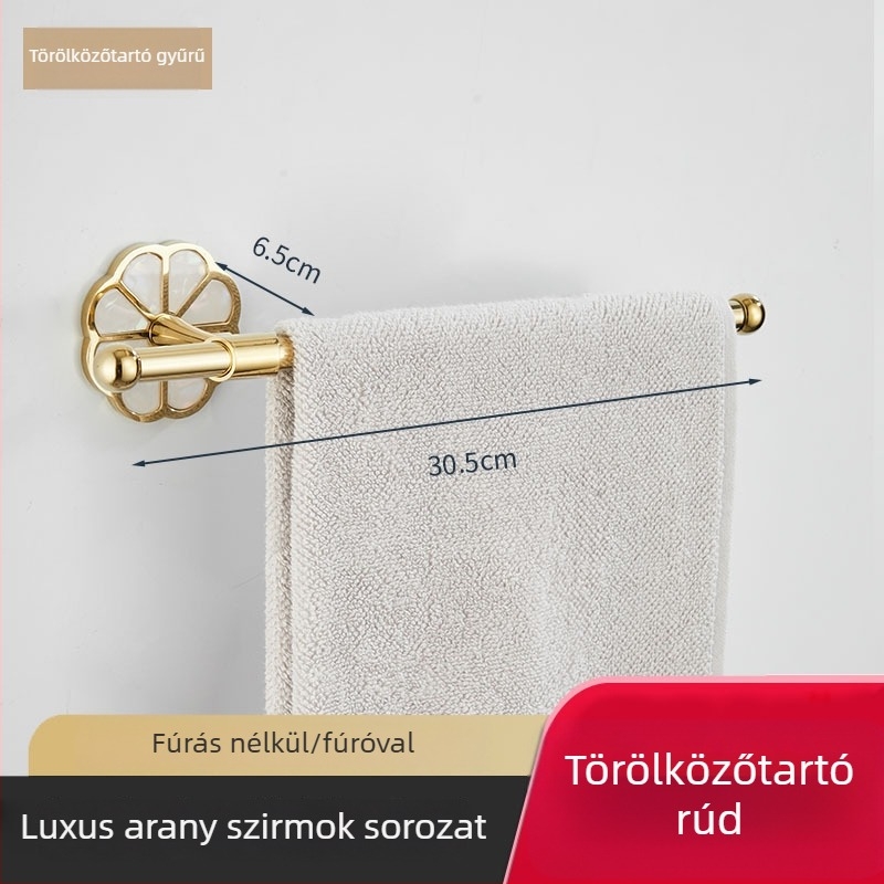 Modern rozsdamentes acél fürdőszobai törölközőtartó és tárolópolc készlet elektroplakált felülettel, teherbírás 20 kg