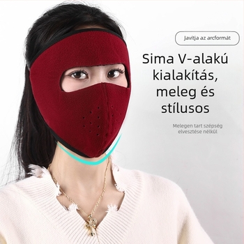Női meleg arcmaszk őszre és télre, teljes arcvédelmet nyújtó, fül- és nyakvédő, porálló, vastag kialakítású kültéri kerékpáros maszk