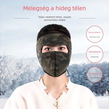 Női meleg arcmaszk őszre és télre, teljes arcvédelmet nyújtó, fül- és nyakvédő, porálló, vastag kialakítású kültéri kerékpáros maszk