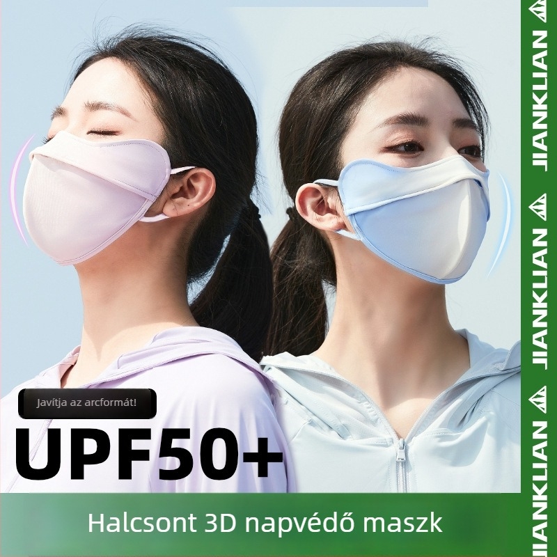 Női napvédő maszk UV‑védelmet UPF50+ nyújtó, szemvédelem, légáteresztő nylonból készült maszk fülkötőkkel, háromdimenziós dizájn