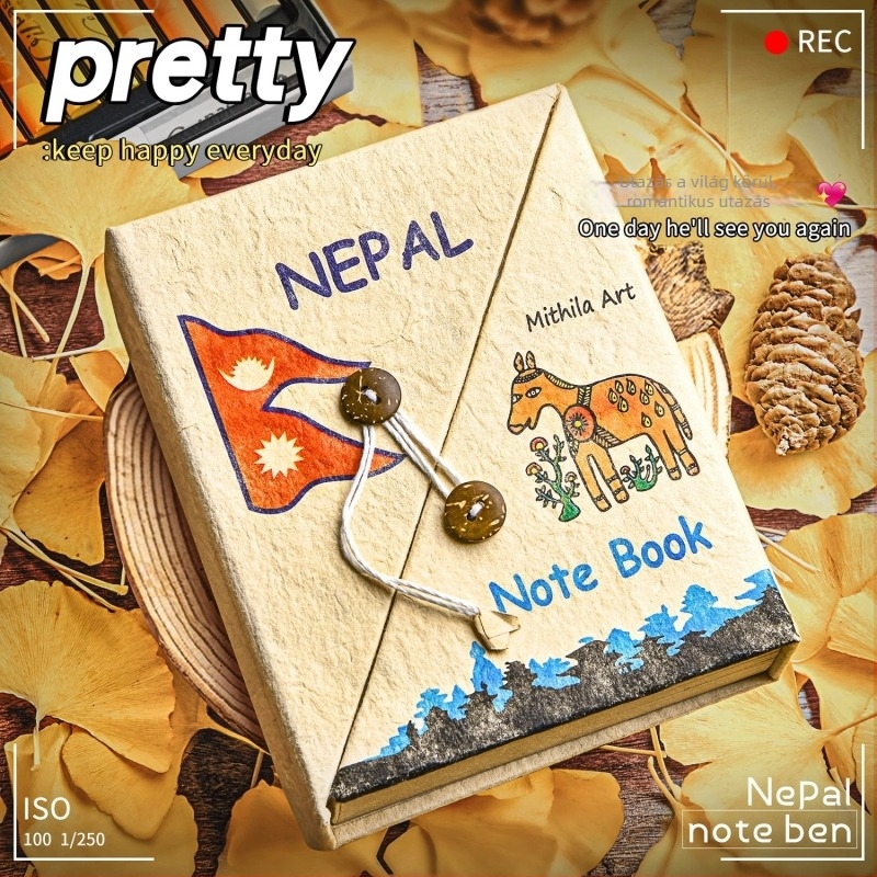 Népáli kézzel készített DIY anyagkészlet és kézzel festett notesz lányoknak, vintage írószerek