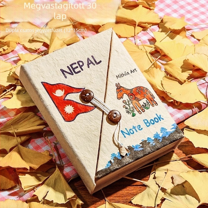 Népáli kézzel készített DIY anyagkészlet és kézzel festett notesz lányoknak, vintage írószerek
