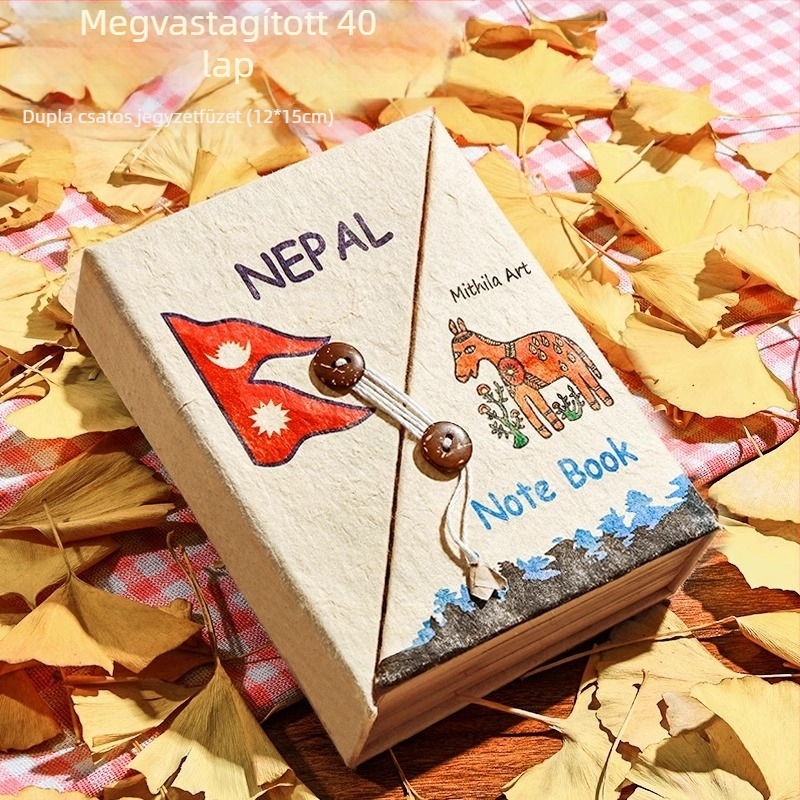 Népáli kézzel készített DIY anyagkészlet és kézzel festett notesz lányoknak, vintage írószerek