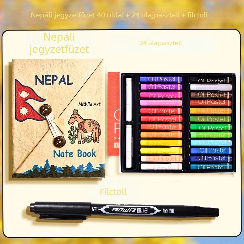 Népáli kézzel készített DIY anyagkészlet és kézzel festett notesz lányoknak, vintage írószerek