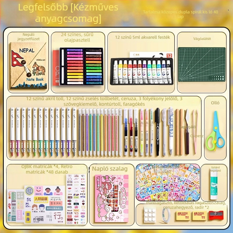 Népáli kézzel készített DIY anyagkészlet és kézzel festett notesz lányoknak, vintage írószerek