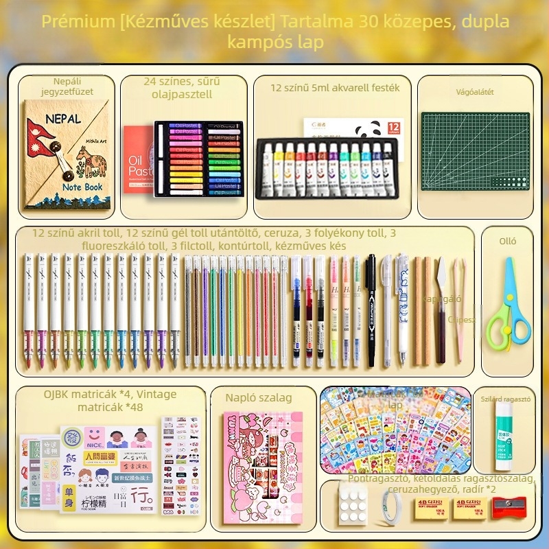Népáli kézzel készített DIY anyagkészlet és kézzel festett notesz lányoknak, vintage írószerek
