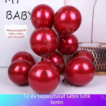 Két rétegű rubinvörös lufik esküvői dekorációhoz, kör alakú latex lufik, méretek 5, 10, 12 és 18 hüvelyk.