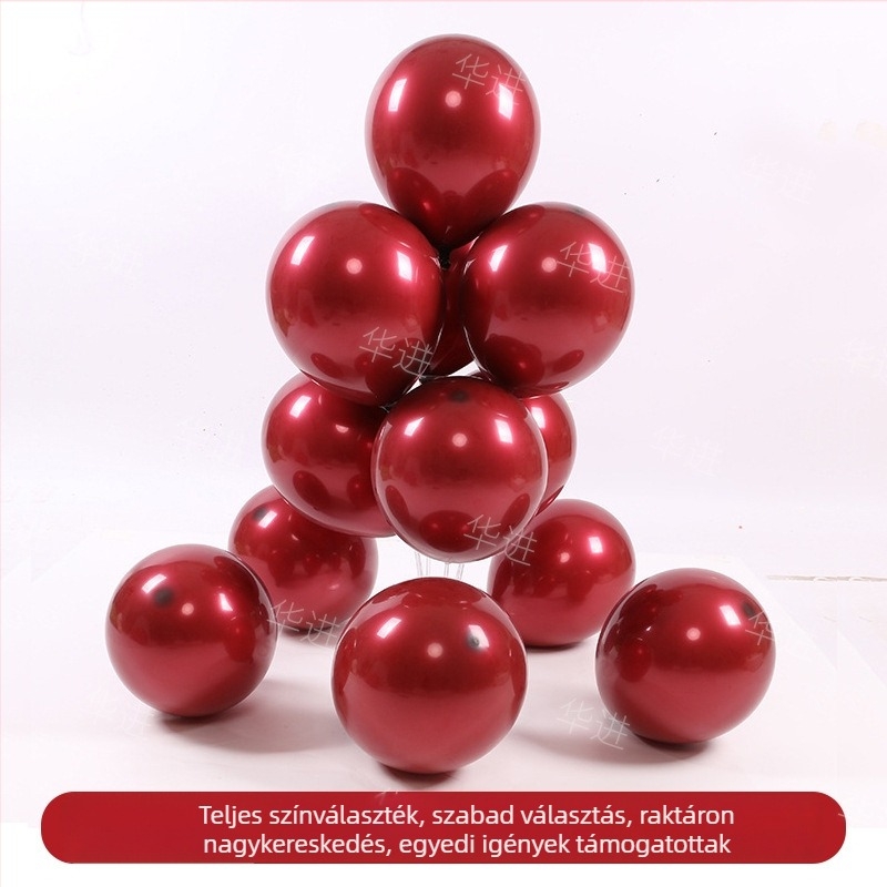 Két rétegű rubinvörös lufik esküvői dekorációhoz, kör alakú latex lufik, méretek 5, 10, 12 és 18 hüvelyk.