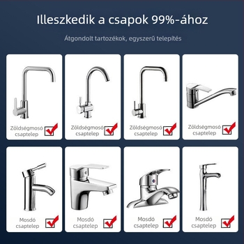 Konyhai csap fröccsenés elleni védelemmel, hosszított kifolyó, nyomásfokozó, 360°-ban forgó, egykaros vezérlés