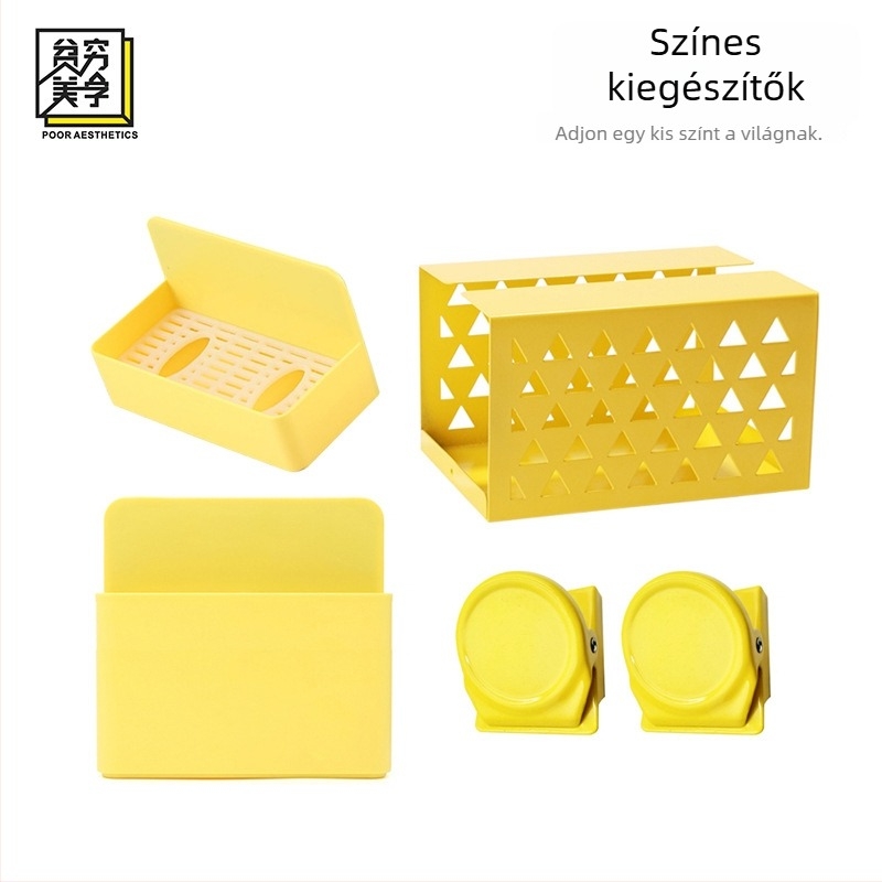 Mágneses pegboard kiegészítőkhöz tároló, fehér tábla elválasztó, sárga mágneses tolltartó, mágneses tároló szervező