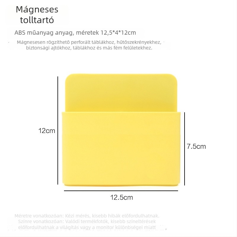 Mágneses pegboard kiegészítőkhöz tároló, fehér tábla elválasztó, sárga mágneses tolltartó, mágneses tároló szervező