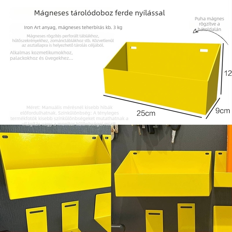 Mágneses pegboard kiegészítőkhöz tároló, fehér tábla elválasztó, sárga mágneses tolltartó, mágneses tároló szervező