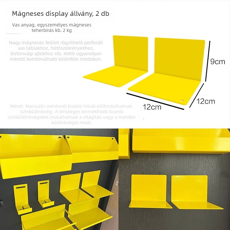 Mágneses pegboard kiegészítőkhöz tároló, fehér tábla elválasztó, sárga mágneses tolltartó, mágneses tároló szervező