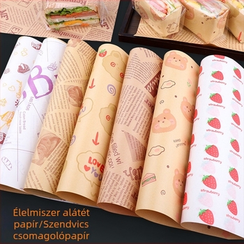 Olajálló bevonat alátétpapír, tepsi­alátétpapír, élelmiszer-minőségű egyszer használatos sütőpapír burgerhez és szendvicsekhez