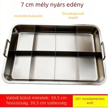 Négyszögletes professzionális fazék shabu-shabu-hoz, csípős hot pot-hoz és oden-hez, keresztirányú rácsos elválasztókkal