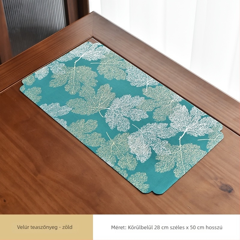 Őz bőrből készült velúr, vízálló jacquard teaceremónia matrac, kínai stílusú rövid textínes teaasztalhoz, teaasztal zászló Zen