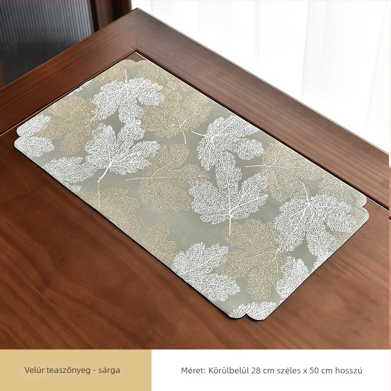 Őz bőrből készült velúr, vízálló jacquard teaceremónia matrac, kínai stílusú rövid textínes teaasztalhoz, teaasztal zászló Zen