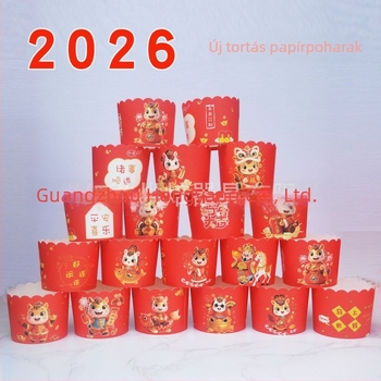 Egyszer használatos kerek muffinpapírok tartóval, kereskedelmi használatra, 2026-os Újév, a Ló éve