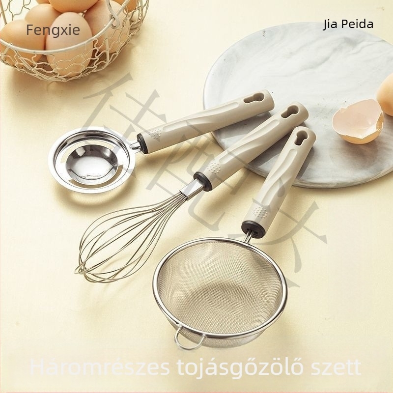 Rozsdamentes acél tojáshabverő és fehérje szeparátor, bébiételekhez, otthoni sütéshez készült készlet