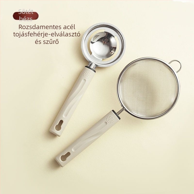 Rozsdamentes acél tojáshabverő és fehérje szeparátor, bébiételekhez, otthoni sütéshez készült készlet