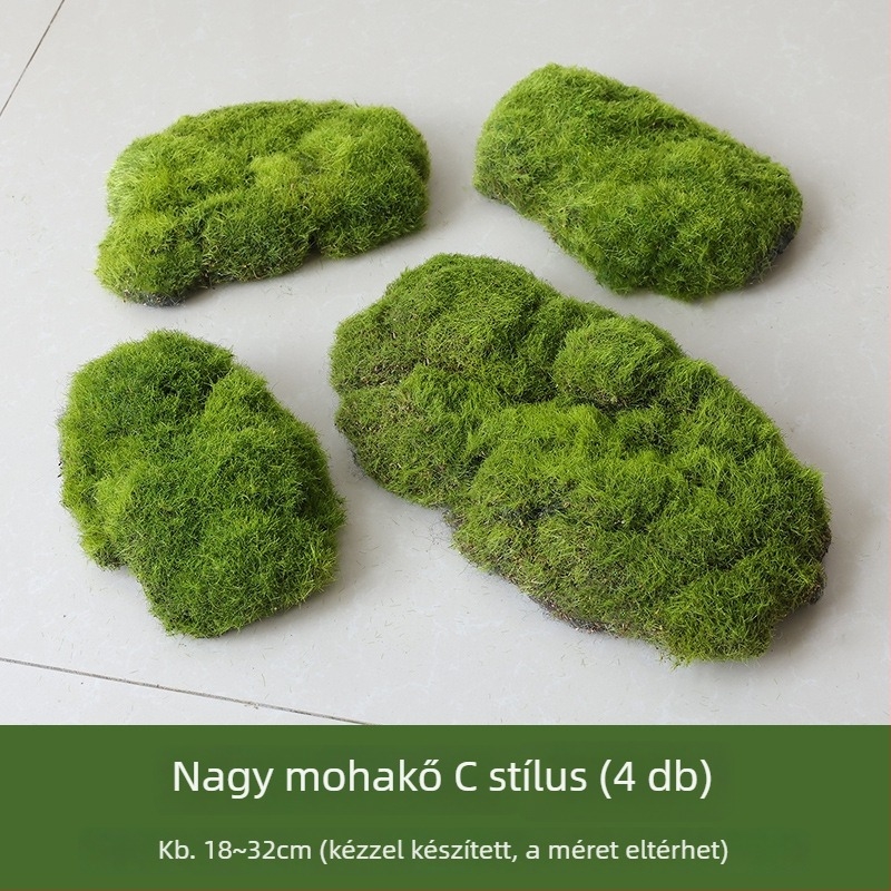 Belső faldekoráció mű zöld növényekkel, mikro tájkép bonsai, moha és velúr hatású kő