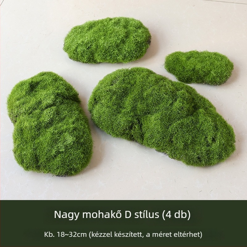 Belső faldekoráció mű zöld növényekkel, mikro tájkép bonsai, moha és velúr hatású kő