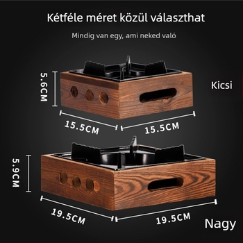 Mini száraz edénykészlet japán stílusú forrófazékhoz, négyszögletes alumínium tűzhely fa állványon, alkoholos égő