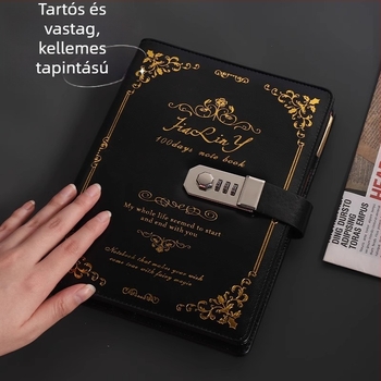 Retro zárható jegyzetfüzet, vastag kivitelben, minimalist diák napló utazásokhoz