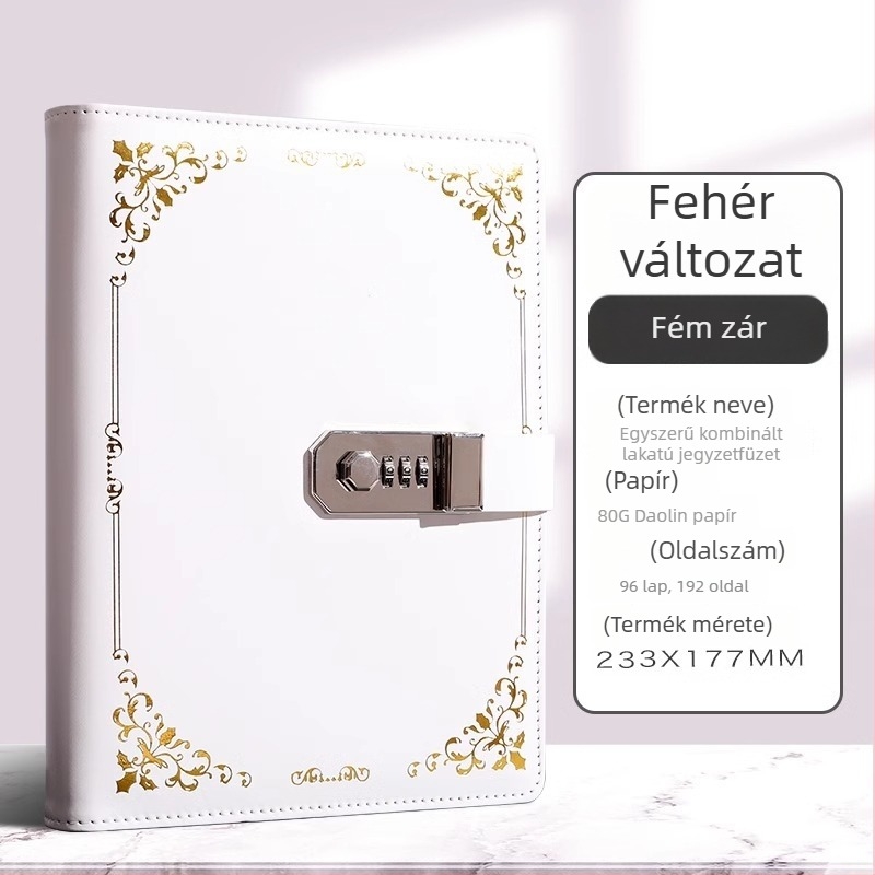 Retro zárható jegyzetfüzet, vastag kivitelben, minimalist diák napló utazásokhoz