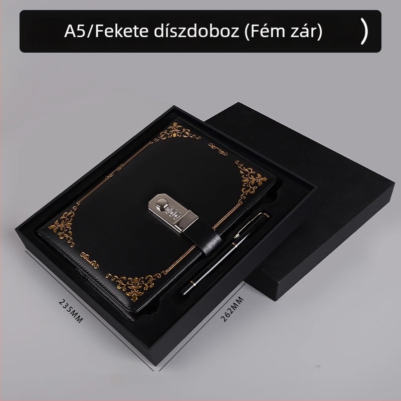 Retro zárható jegyzetfüzet, vastag kivitelben, minimalist diák napló utazásokhoz