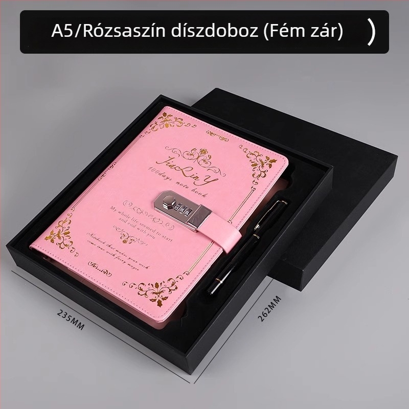 Retro zárható jegyzetfüzet, vastag kivitelben, minimalist diák napló utazásokhoz